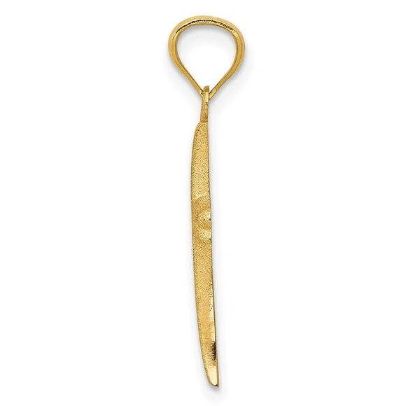 14k Yellow Gold Satin Budded Cross Pendant